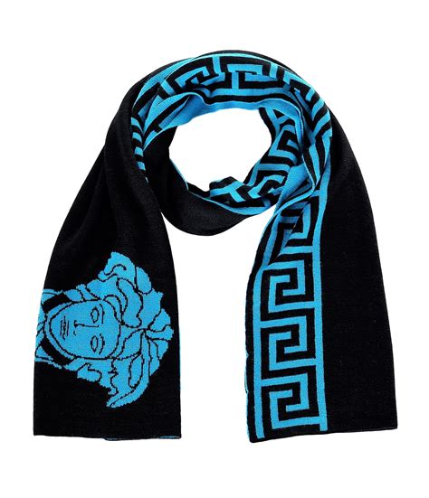 unisex versace scarf plush wool signature medusa greek key|Versace Scarf Blue Black Wool Signature Medusa Greek Key .